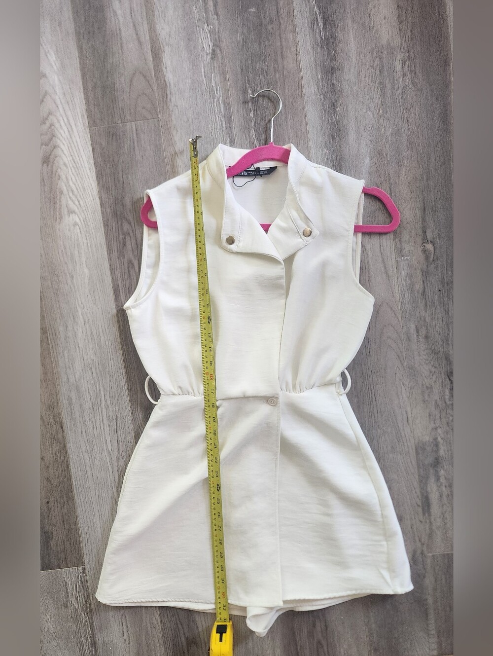Zara White Sleeveless Biker Style Romper Skirt Medium